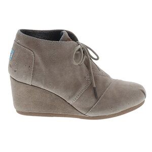 TOMS Grey Suede Wedge Ankle Booties